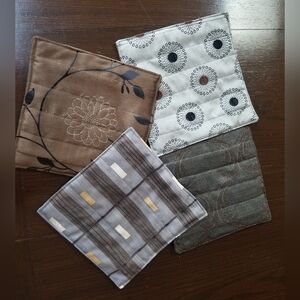 4 Plate & Pot Holders, Handmade, Silver, Brown, NWT